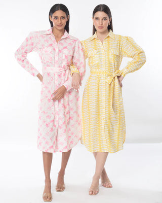 Pink Tie-Dye Hakoba Shirt Dress