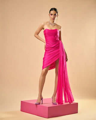 Hot Pink Drape Dress by Lisa