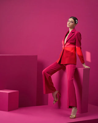 Serene Red-Pink Block Power Suit