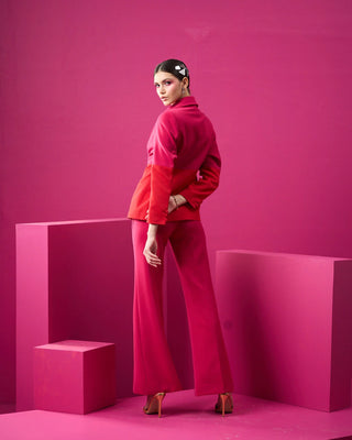 Serene Red-Pink Block Power Suit