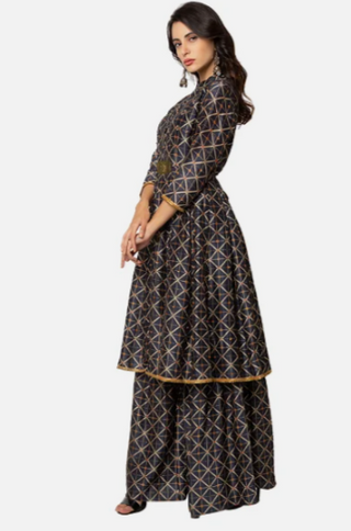 Printed Tunic With Flared Pants And Dupatta