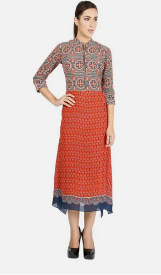 Azuleza Printed Dress With Side Slit