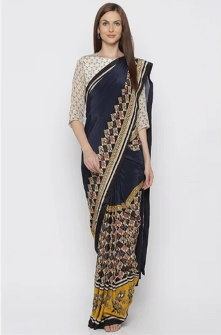 Applique Printed Saree With Blouse