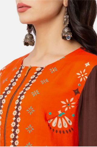 Printed Tunic With Bell Sleeves With Palazzos